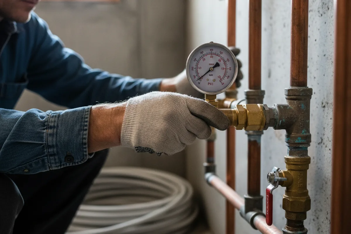 Pressure testing a repaired line during Water Line Repair in Sanford